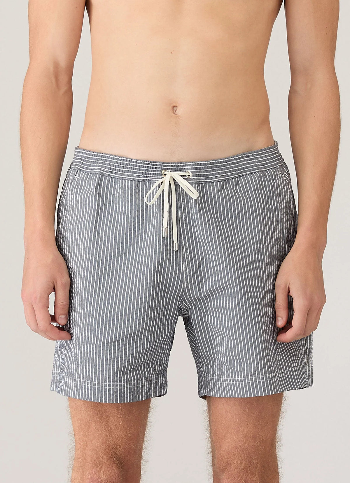 Seersucker Stripes Swim Shorts Blue