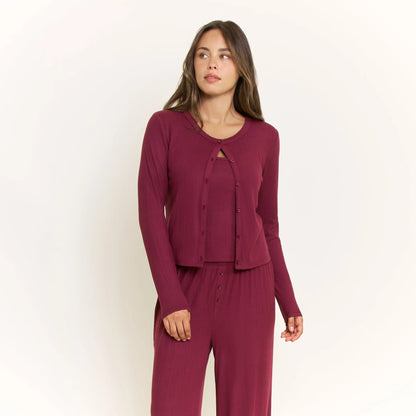 Blissfull Cardigan Red Wine
