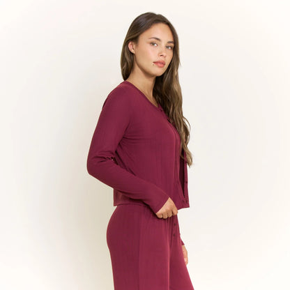 Blissfull Cardigan Red Wine