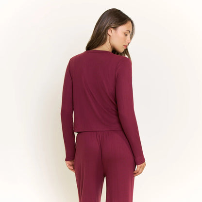 Blissfull Cardigan Red Wine