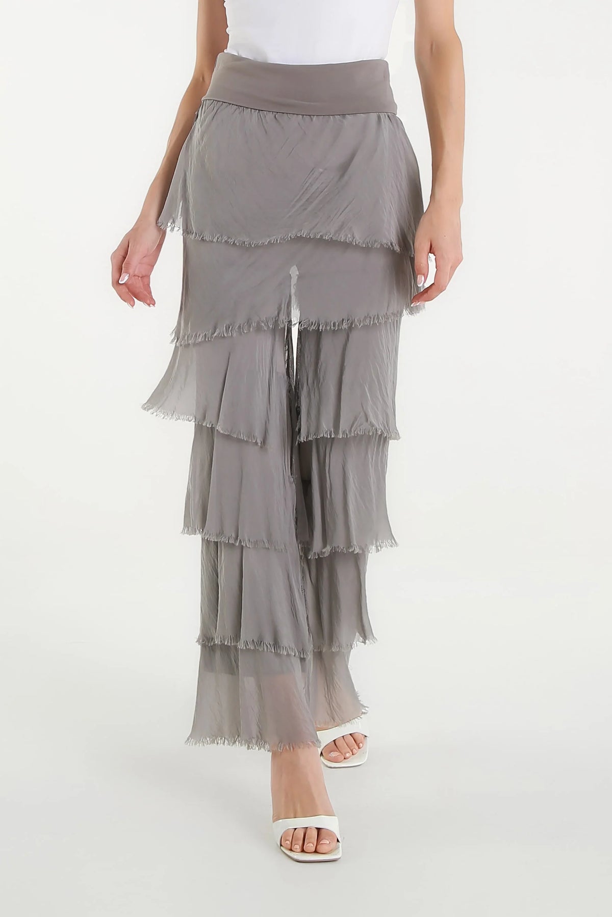 Mirabella Silk Ruffle Pant Taupe