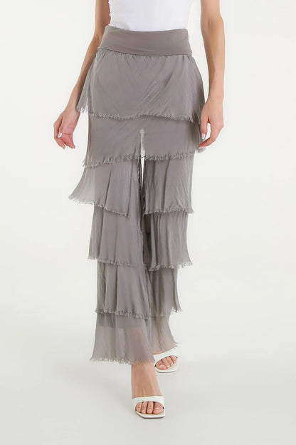 Mirabella Silk Ruffle Pant Taupe