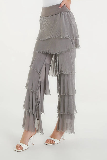 Mirabella Silk Ruffle Pant Taupe