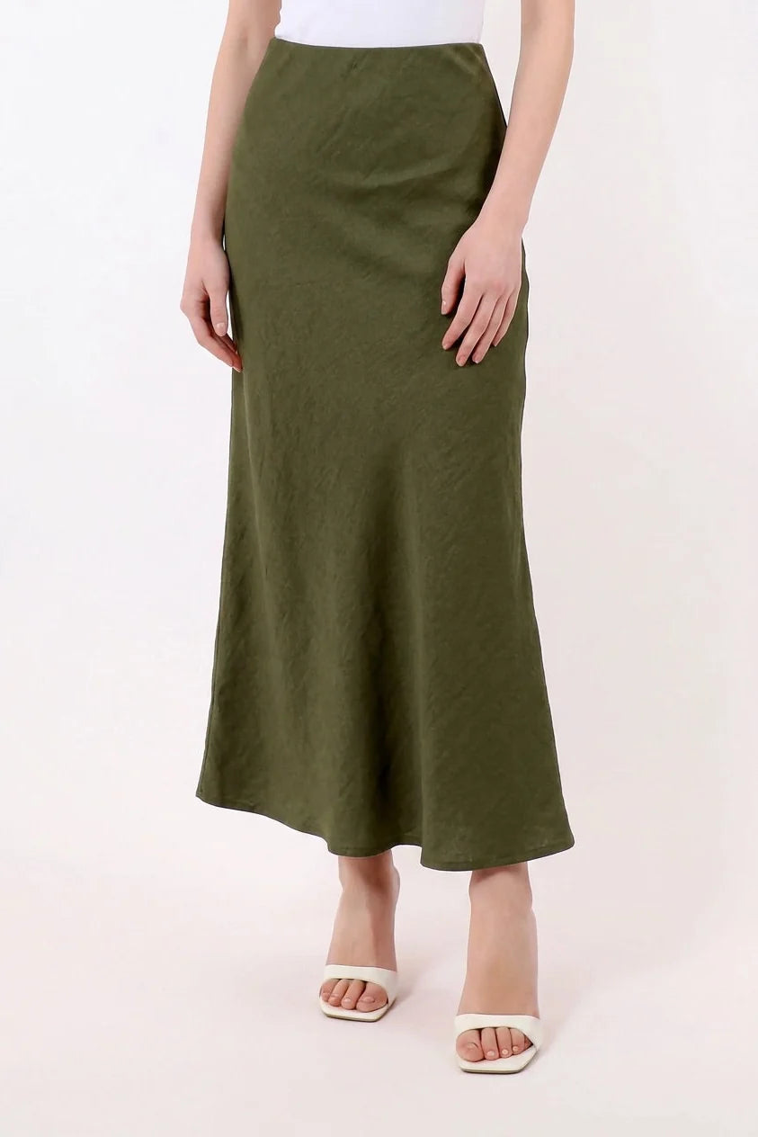 Zuzanna Linen Skirt Army Green