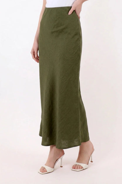 Zuzanna Linen Skirt Army Green
