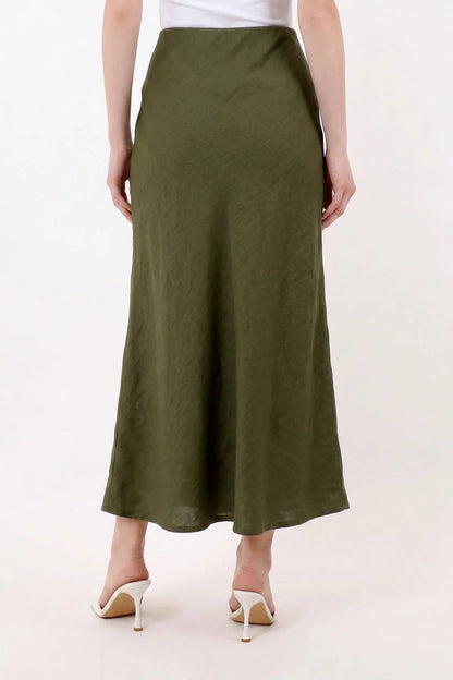 Zuzanna Linen Skirt Army Green