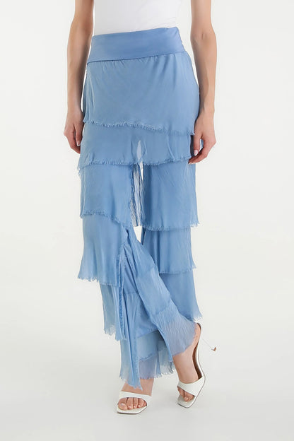 Mirabella Silk Ruffle Pant Blue