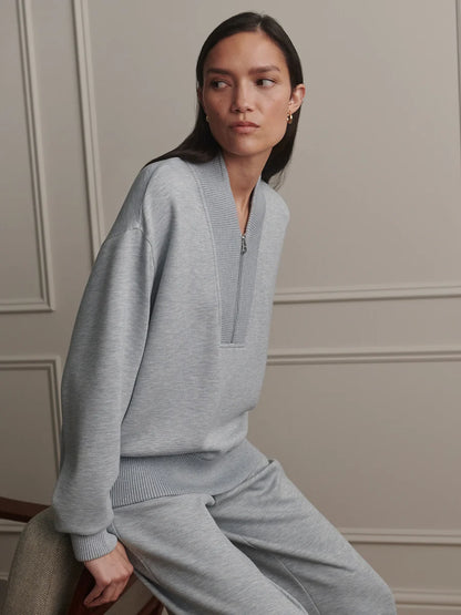 Sally Half Zip Sweat Jacket Grey